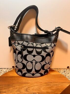 Coach Black and Gray Bucket Bag